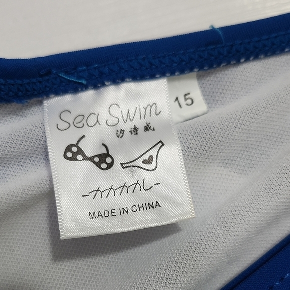 Vibrant Blue One Piece Swimsuit with V-Neckline - Picture 2 of 3